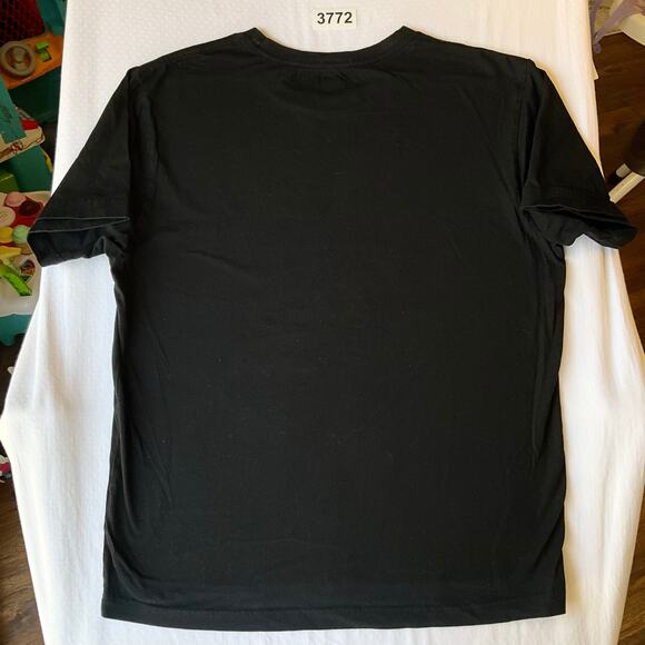 Romwe Women T-shirt size M Short Sleeve Basic Simple Solid Black with White Rose - Picture 7 of 7